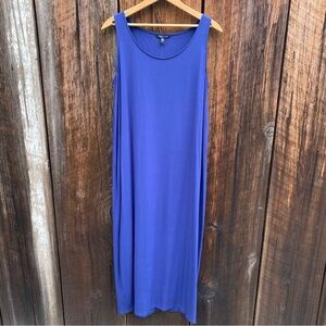 NWT Eileen Fisher Blue long Tank Dress. Organic Rayon and Lycra Jersey Size SML